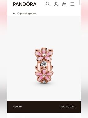 PANDORA Pink Daisy Spacer Clip Charm